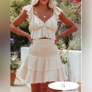 Free the Roses - Cream Ruffled Skirt Set
